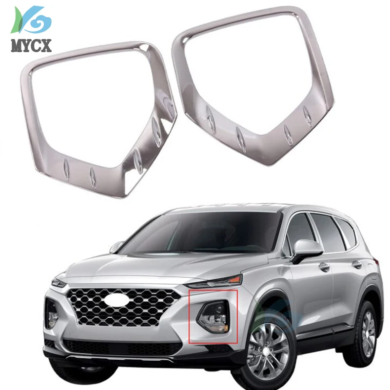 

For Hyundai Santafe Santa Fe 2019 ABS Chrome Front Rear Foglight Fog Light Lamp Cover Trim Frame Sticker Exterior Accessories