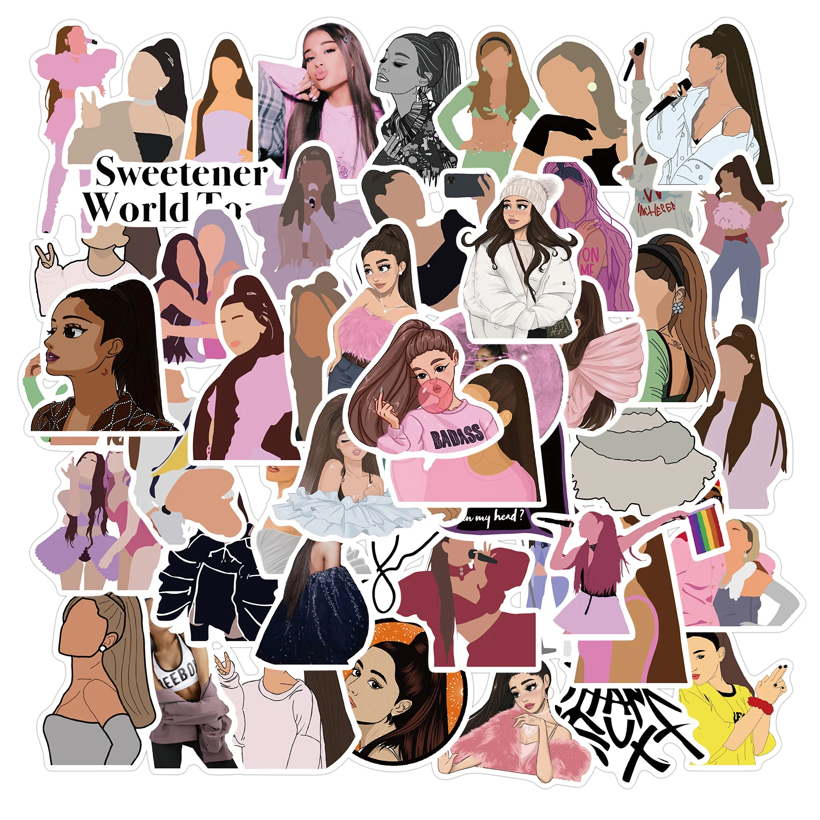 50PCS Famous Singer Ariana Grande Stickers Laptop Guitar Luggage Skateboard Bike Car Waterproof Cool Sticker Decal Kid Toys