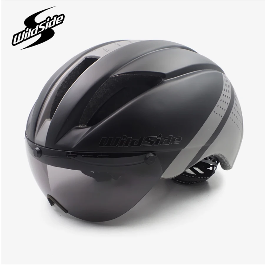 Aero helmet tt time trial cycling helmet for men women goggles race road bike helmet with lens Casco Ciclismo bicycle equipment