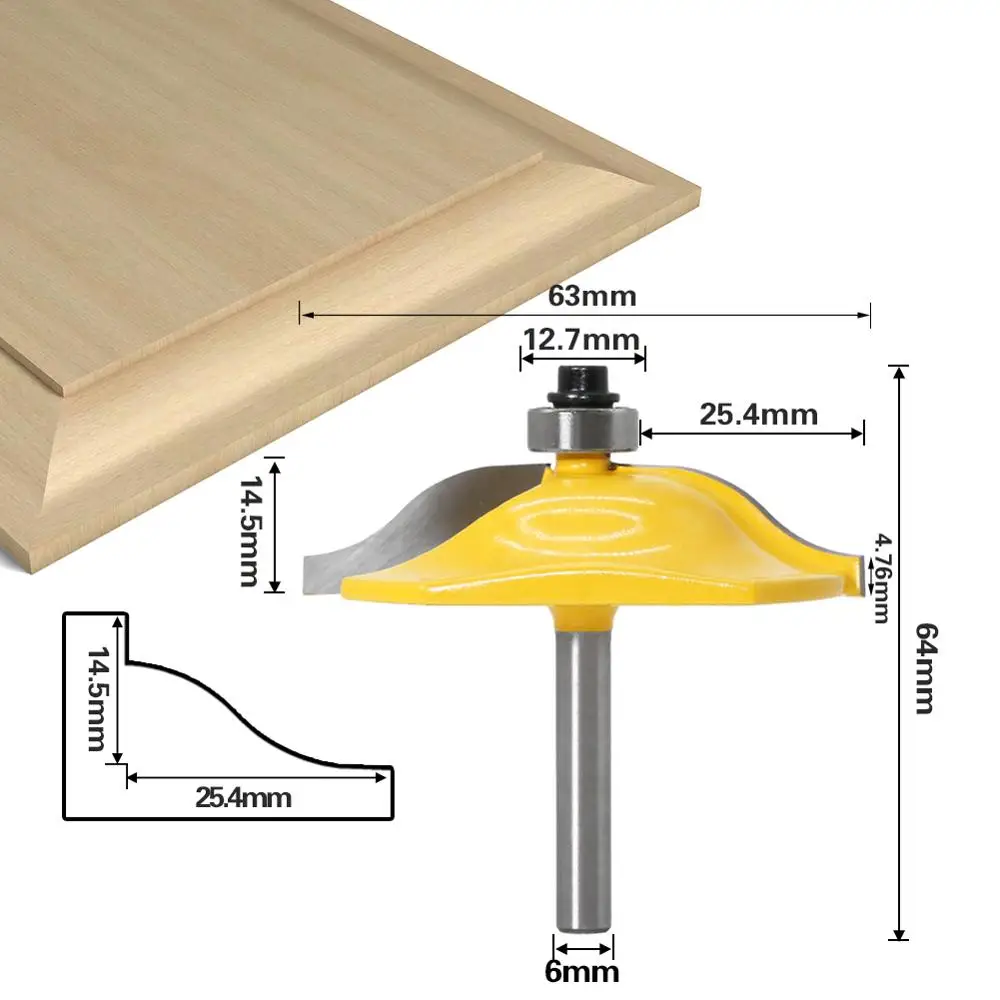 Trilho e superfície Router Bits, Matched Standard Ogee Door Knife, Tenon Cutter, Ferramentas para trabalhar madeira, 6mm Shank, 1-3Pcs