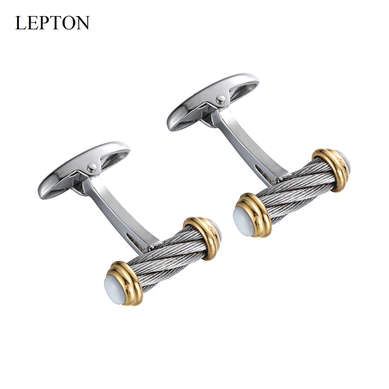 Stainless Steel Cable Cufflinks Silver & 18K Gold Plated Shell Cufflink For  Mens Wedding Business Gift Cuff Links Gemelos Lepto