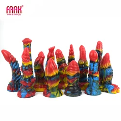 FAAK New Art Graffiti Butt Plug Silicone Multi Color Wolf Horse Sucker Anal Dildo Sex Toys For Women Vagina Stimulate Sex Shop