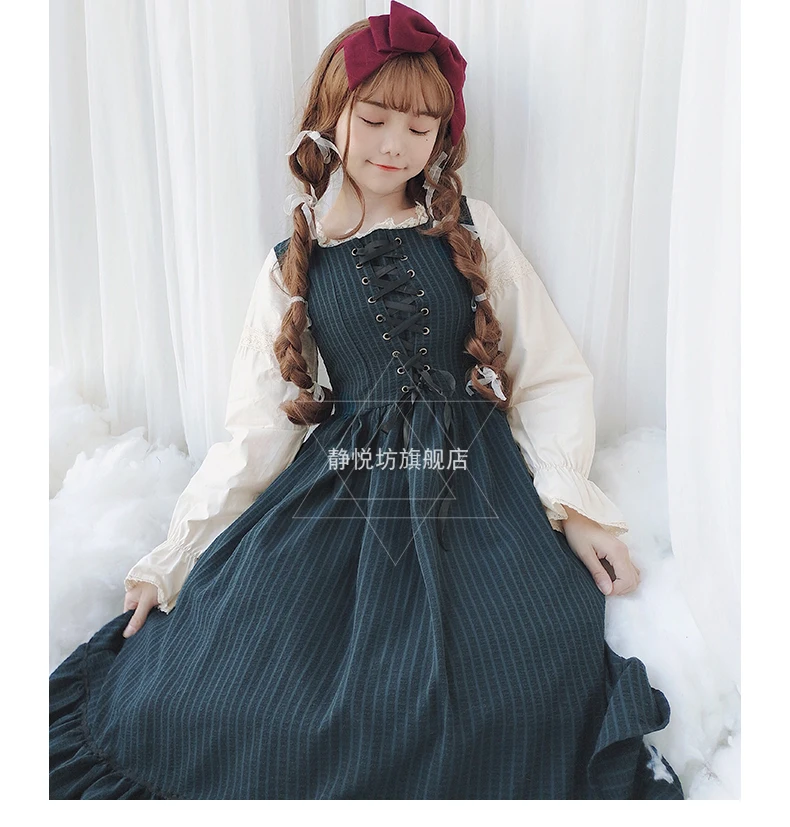 Anh Học Đại Học Phong Cách Ngọt Dây Lolita Đầm Retro Ren Nơ In Victoria Đầm Kawaii Cô Gái Gothic Lolita Cos