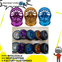 2PCS Aluminum 12 Spoke Wheel Rim /RC Tire+sponge For Rc 1/10 On-Road Racing Car Crawler Hop-Up Parts HSP Axial Wltoy Himoto HPI
