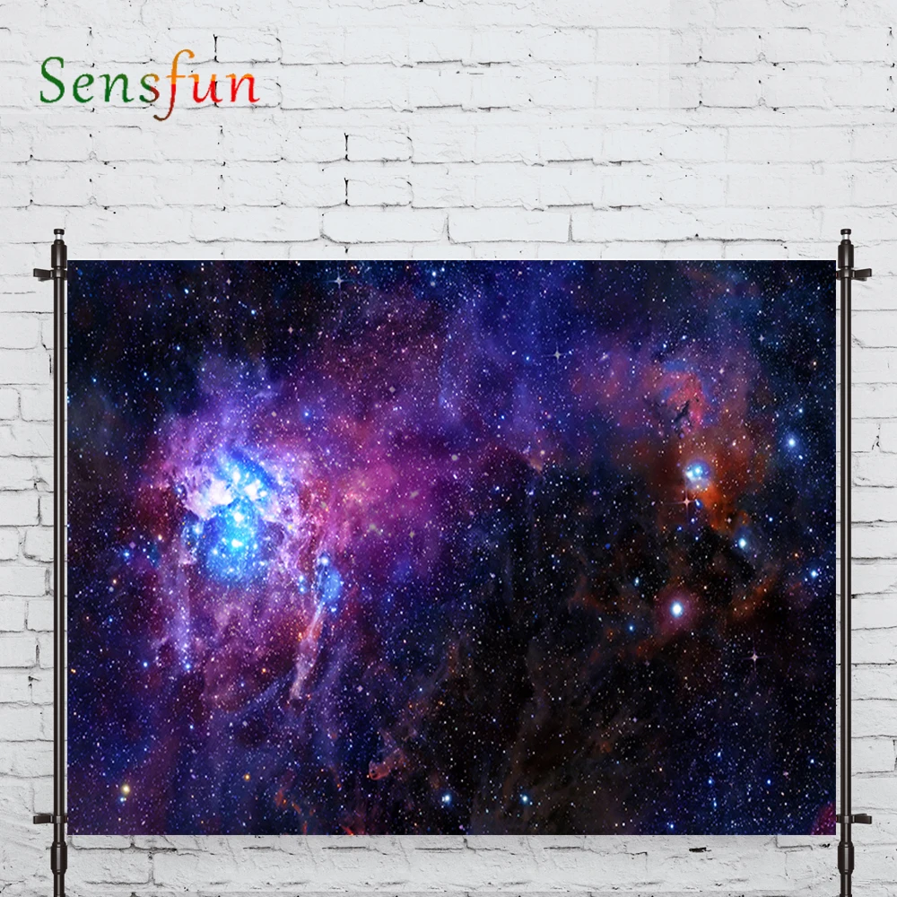 LEVOO Photographic Background Purple Star Galaxy Universe Decoration Photo Studio Photocall Printed Shoot Prop Decor Fabric