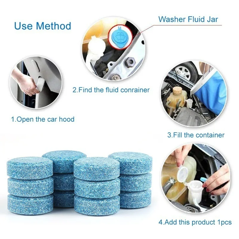 20pcs(1Pc=4L) Car Windshield Wiper Glass Washer Auto Solid Cleaner Compact Effervescent Tablets Window Repair Car Accessories