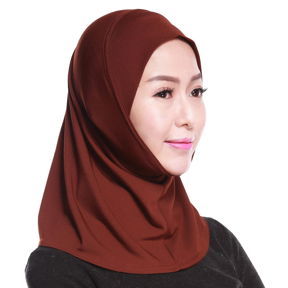 Dalaman syal wanita, jilbab Muslim satu potong Amira jilbab syal Turban penutup Leher penuh syal Bonnet topi hiasan kepala