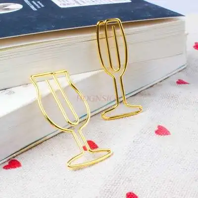 4pcs Personalized Wine Glass Electroplated Shaped Paper Cute Paper Clip Shape Cartoon Pin