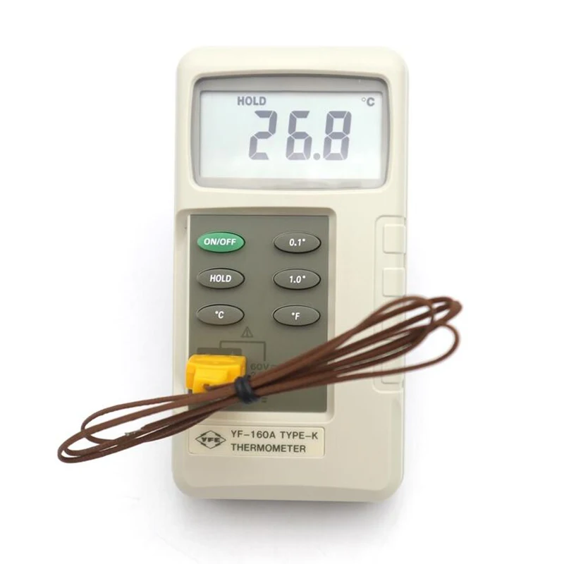 

TENMARS YF-160A K type Thermometer 3 1/2 Digits LCD Maximum Reading of 2000,Switchable Resolution 0.1 / 1.0,Selectable.