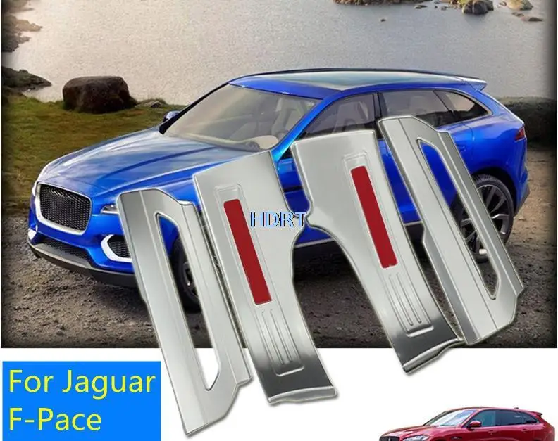 

For Jaguar F-Pace f pace Stainless steel Welcome Door Sill Scuff Threshold Protector Plate Trim with Logo Car Accessories 4pcs