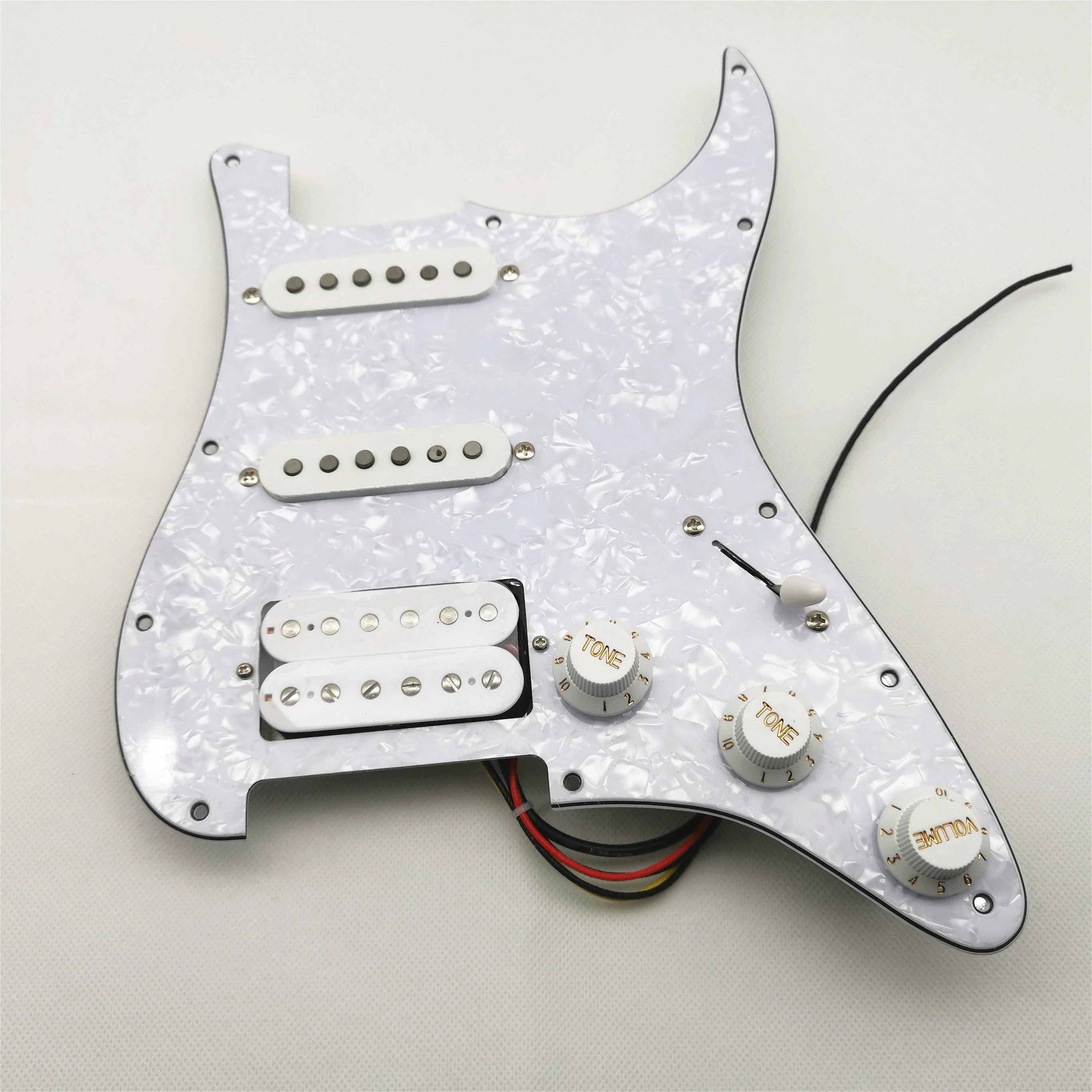 

New White Alnico 5 Guitar Pickups Pickguard White Single Coil SSH Humbucker Pickup Bridge Single cut switch Multifunction