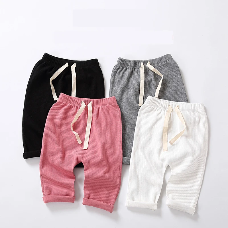 Baby long pants cotton leggings kids pants baby clothes autumn winter casual high elasticity baby trousers bow wiast 3*1 ribbed