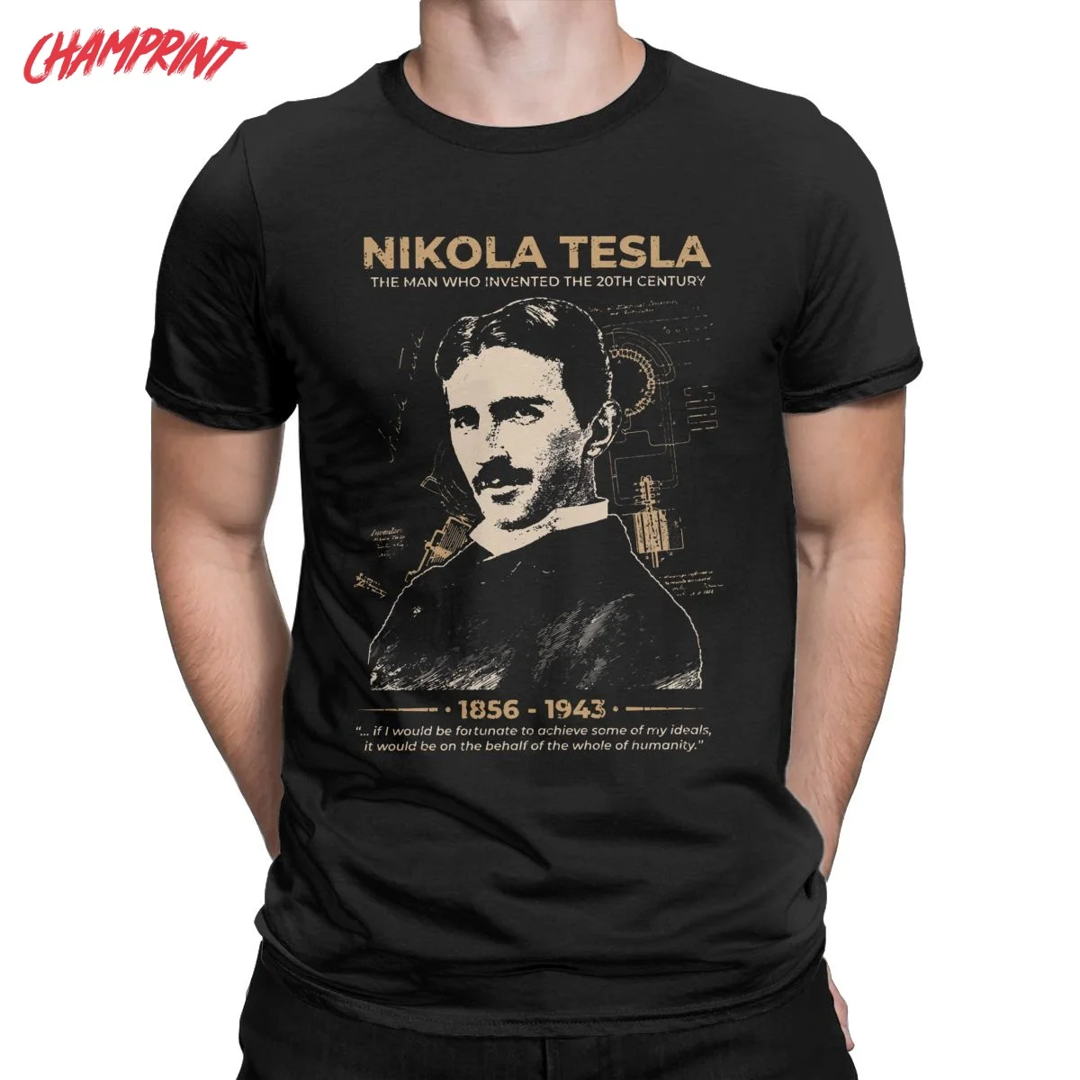 Men\'s Nikola Tesla T Shirt Science Scientists Subject Inventor Physics 100% Cotton Clothing Round Neck Tees Plus Size T-Shirts