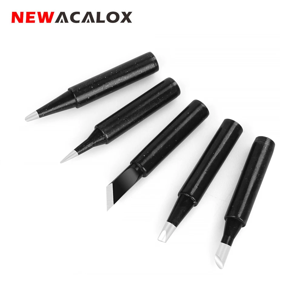 NEWACALOX 5pcs Senza Piombo di Saldatura Nero IronTips Utilizzato per 936/878D/8786 Stazioni di Saldatura di Saldatura Universale Accessorio rilavorazione