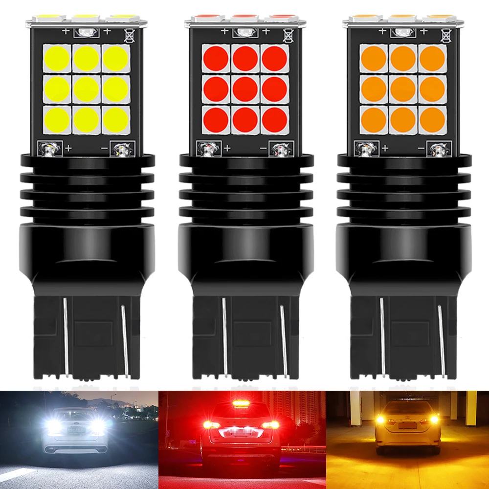 2X BA15S 1156 T20 7443 W21/5W P21/5W PY21W 1157 3157 P27/7W T15 W16W LED Reverse Brake Lights LED Signal Lamp Car Lights 12v