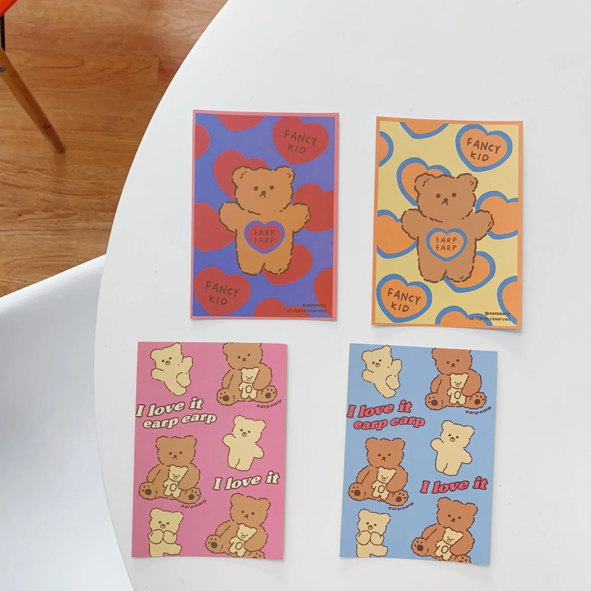 Ins Cartoon Bear Cute Postcard Greeting Card Multi-function Double Sided Thank You Blessing Card Room Wall Decorative Sticker