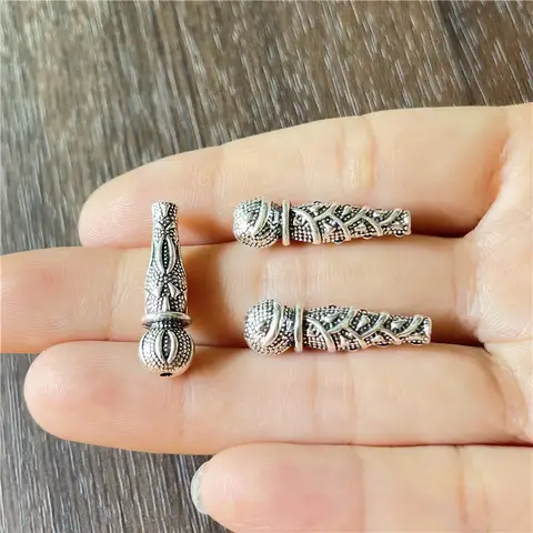 JunKang 티베트어 실버 아연 합금 천공 조롱박 커넥터 DIY 부적 목걸이 33 비즈 술 쥬얼리 액세서리 만들기