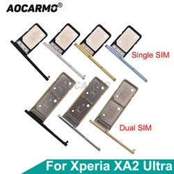 소니 Xperia XA2 울트라 XA2U H4233 H4213 6 인치 교체 커버 플러그와 Aocarmo 단일 듀얼 SIM 카드 트레이 홀더 슬롯