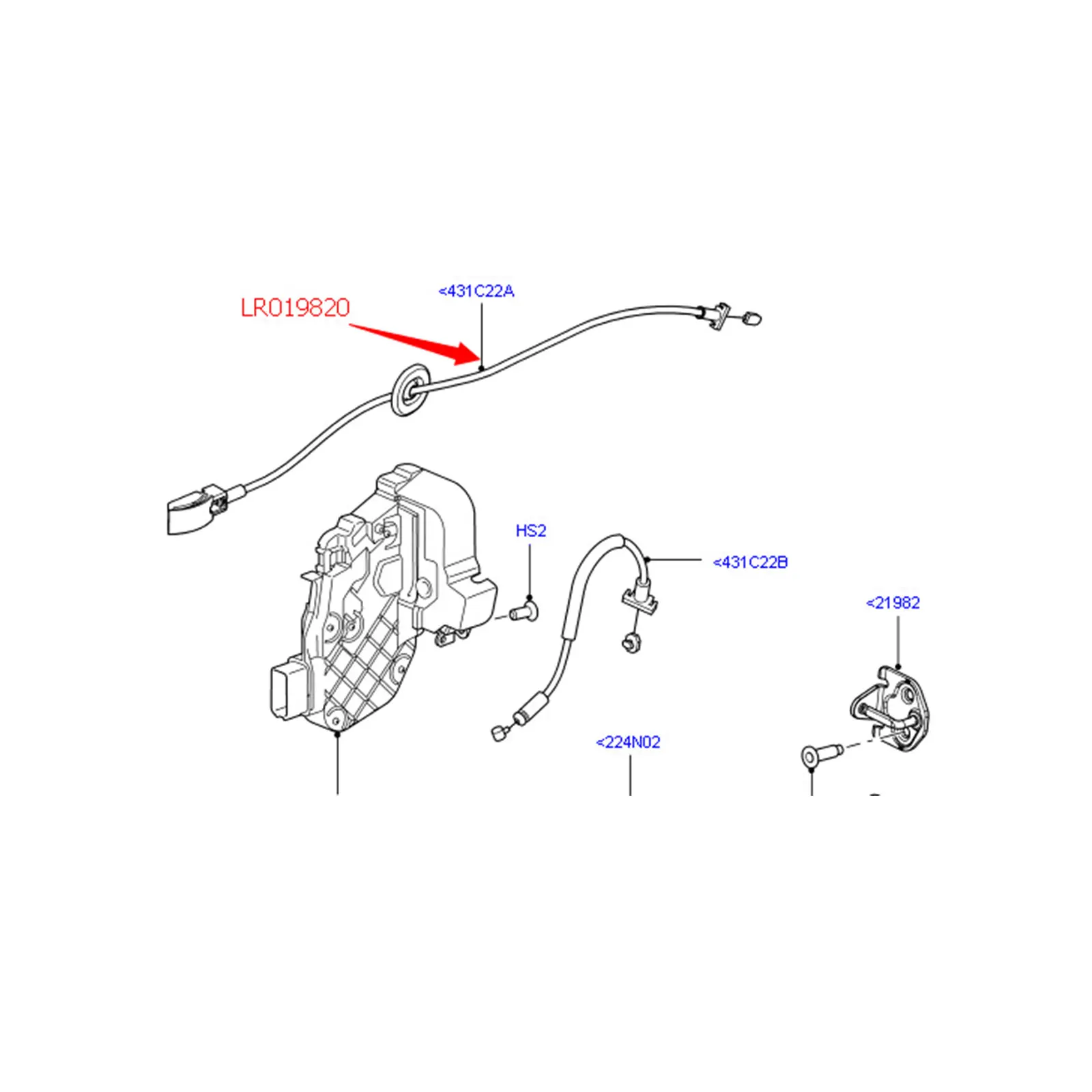 Kabel Kontrol Pelepasan Pintu untuk 2006- Land Rover Freelander 2 LR019820