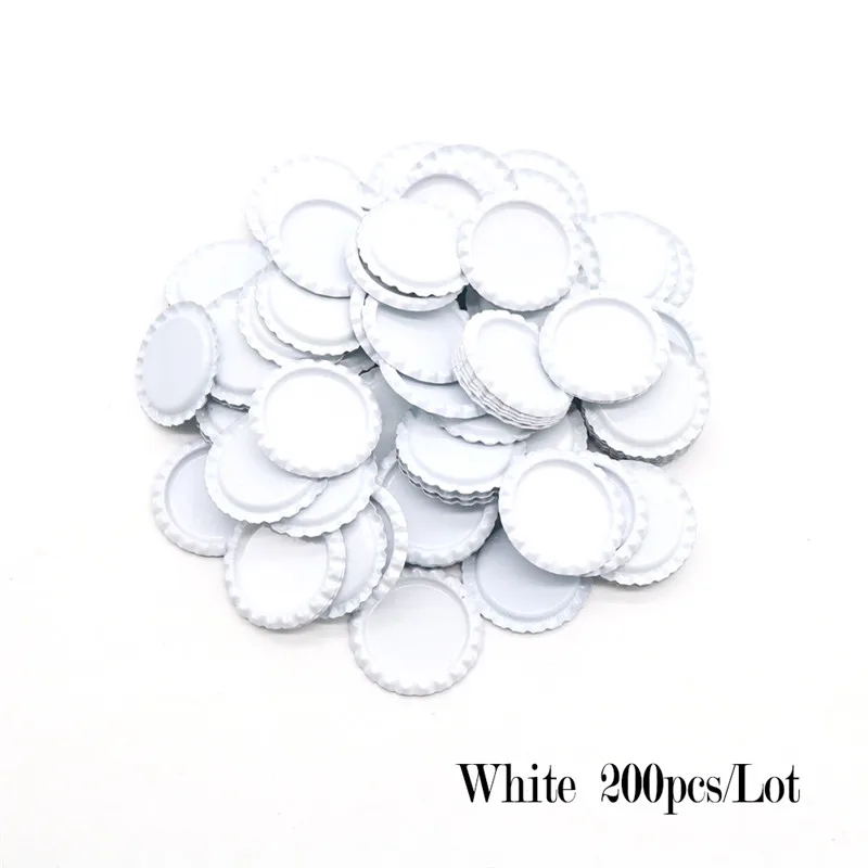 200pcs/lot 25mm Inside Colored Round Flattened Bottle Caps for DIY Hairbow Crafts Hair Bows Necklace Jewelry Accessories