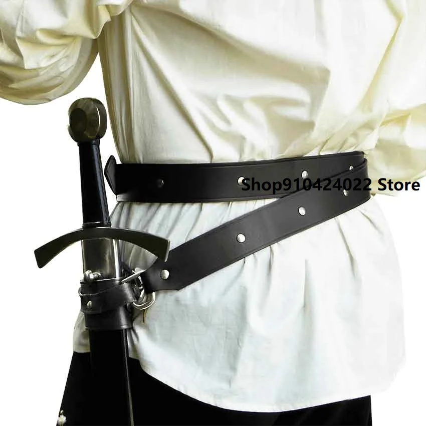 Medieval Knight Viking Pirate Retro PU Leather Sword Cover Halloween Carnival Cosplay Costumes Gothic Punk Belt Waistband