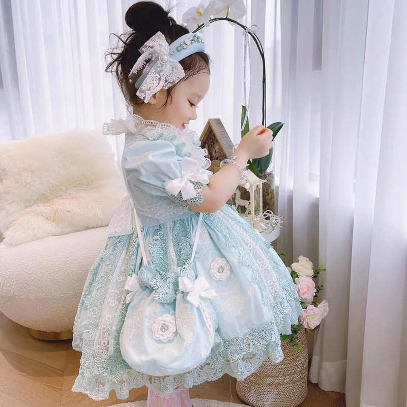 Lolita Dress Spanish Children Dress Short-sleeved High Quality Girls Eid Sweet Dress Korean Baby Clothes Flower Girl Dresses