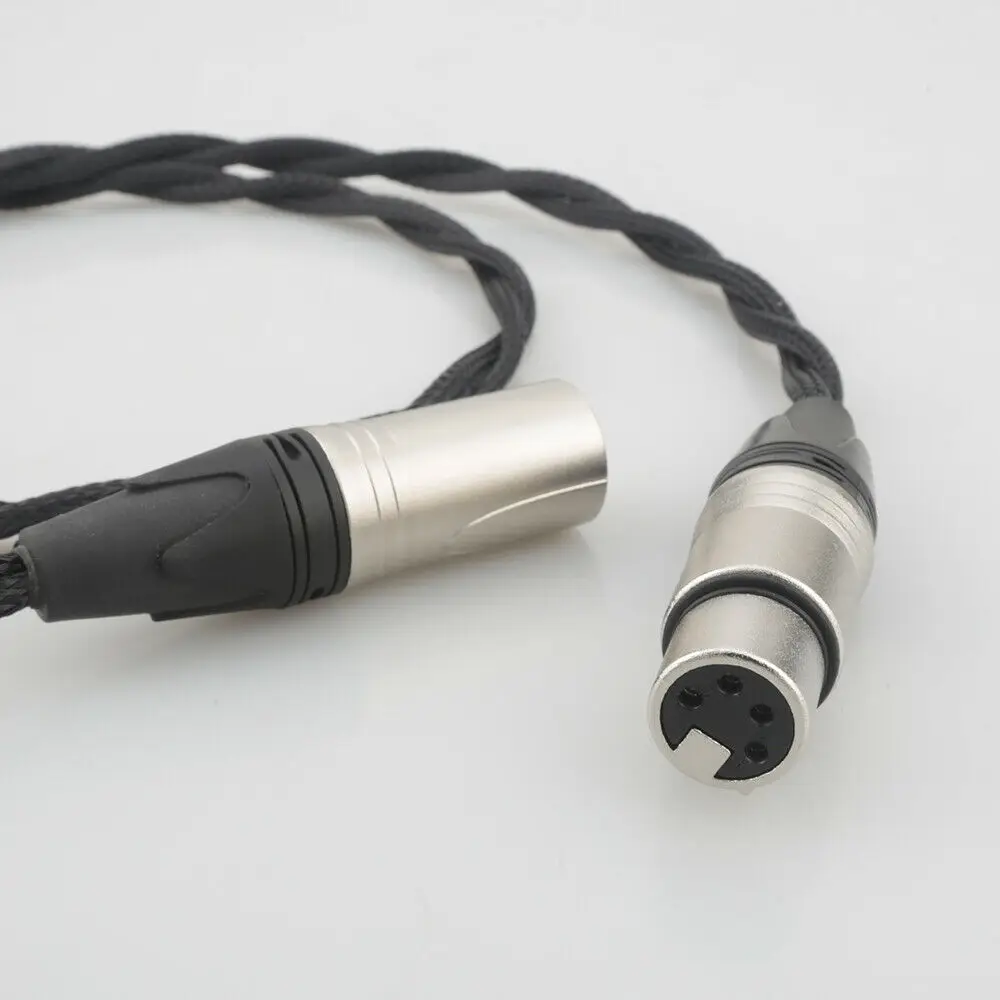 Alta fidelidade 4pin xlr (equilíbrio) macho para 4 pinos xlr (equilíbrio) cabo de extensão de fone de ouvido feminino