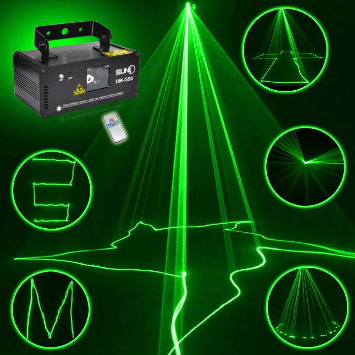 

Remote 50mw Green Laser Projector Professional Stage Lighting Effect DMX 512 Scanner DJ Disco Party Show Lights