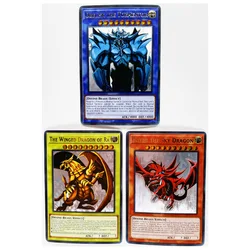 3 sztuk/zestaw Yu Gi Oh egipski bóg Slifer niebo smok japoński DIY zabawki Hobby Hobby kolekcje kolekcja gier Anime karty