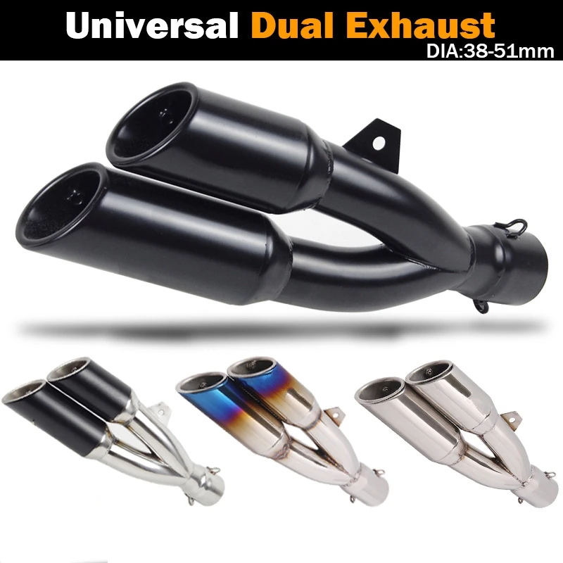 38-51mm Universal Motorcycle Exhaust Muffler Dual Right Left Escape Double Down DB Killer For TRK502 NMAX R6 CB650f NC750x Z1000