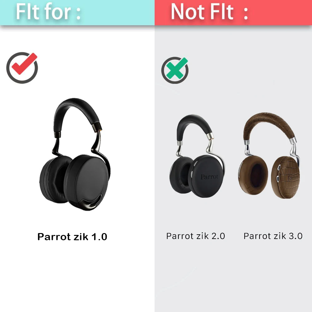 Wyyo-زوج من وسادات الأذن البديلة ، لـ Parrot ZIK 1.0 1 من وغطاء الأذن وأكواب الأذن