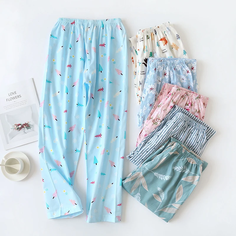 Sleep Bottom Women Printed Spring Summer Popular 3XL Breathable Chic Cotton Comfortable Womens Pajama Pants Daily Sleepwear