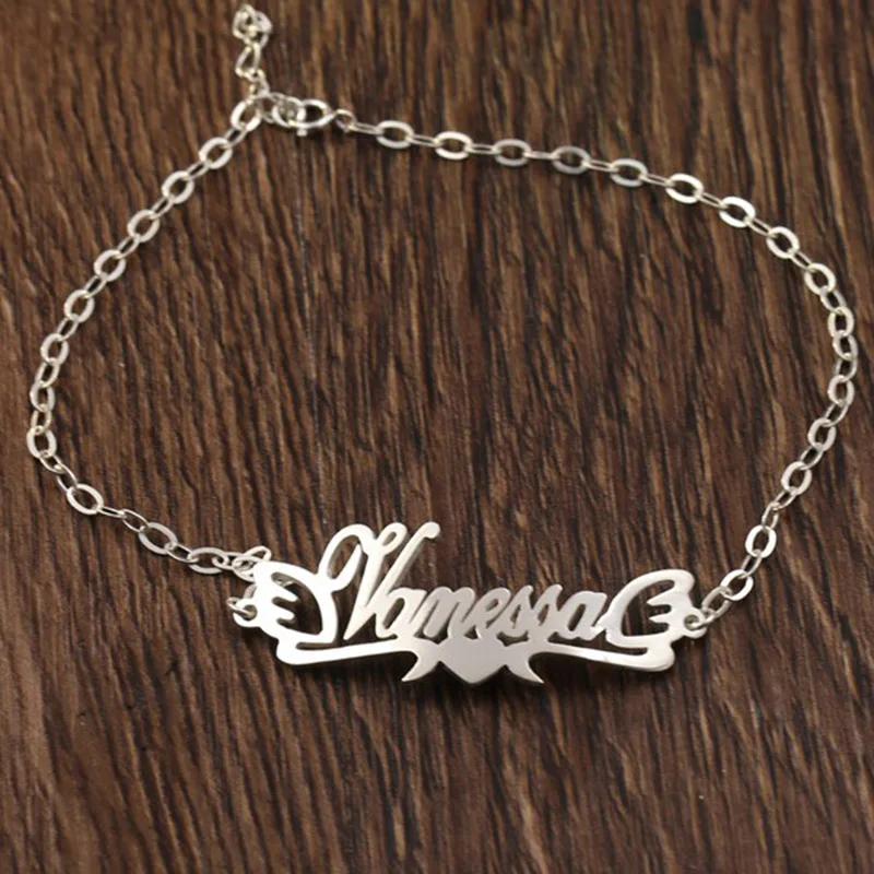 Custom Real 925 Silver Baby Name Bracelet Personalized Kids Girl Name Letter Bracelet Anklet Adjustable Nameplate Jewelry