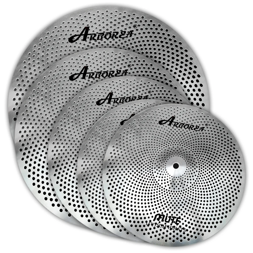 

Arborea Mute Silver Handmade Cymbal Set 5 pieces /14"Hihat+16"Crash+18"Crash+20"Ride+cymbal bag for sale