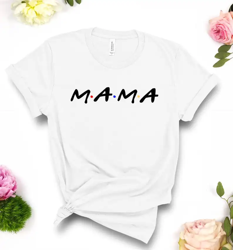 Mama Bạn Bè Mẹ Bầu Các Bà Mẹ Ngày Tặng Áo Sơ Mi Tay Ngắn Nữ Cotton Bông Tai Kẹp Đồ Họa Trên Emale Cổ Tròn In