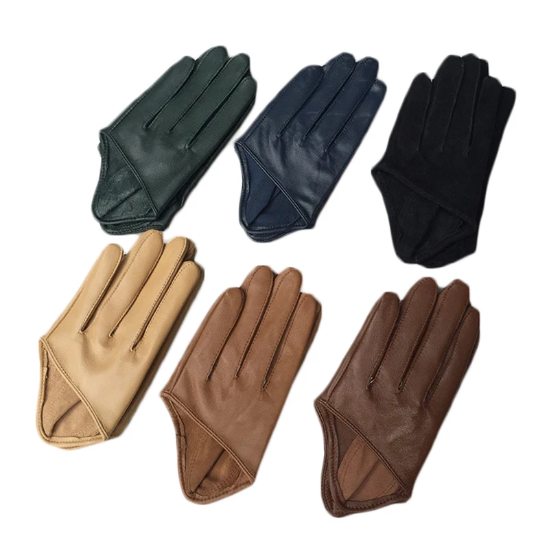 Genuine Leather Gloves for Women, Pure Sheepskin, Short Style, Black, Elegant Female Mittens, S2885, 2024