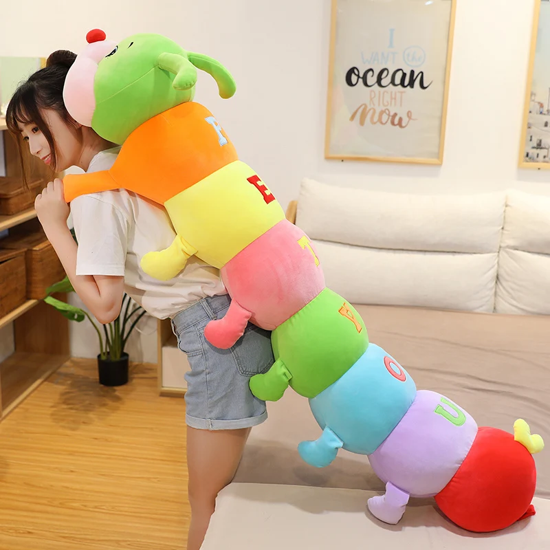 

70-130cm Lovely Soft Colorful Caterpillar Plush Long Pillow Kids Children Stuffed Plush Toys Worm Soft Plush Doll Birthday Gift