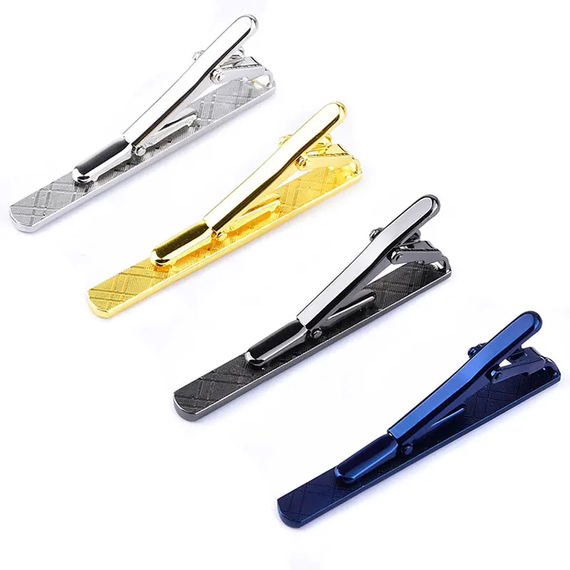 1 pcs Colourful Tie Clip For Men Metal Silver Gold Tone Simple Bar Clasp Practical Black Navy Blue Necktie Clasp