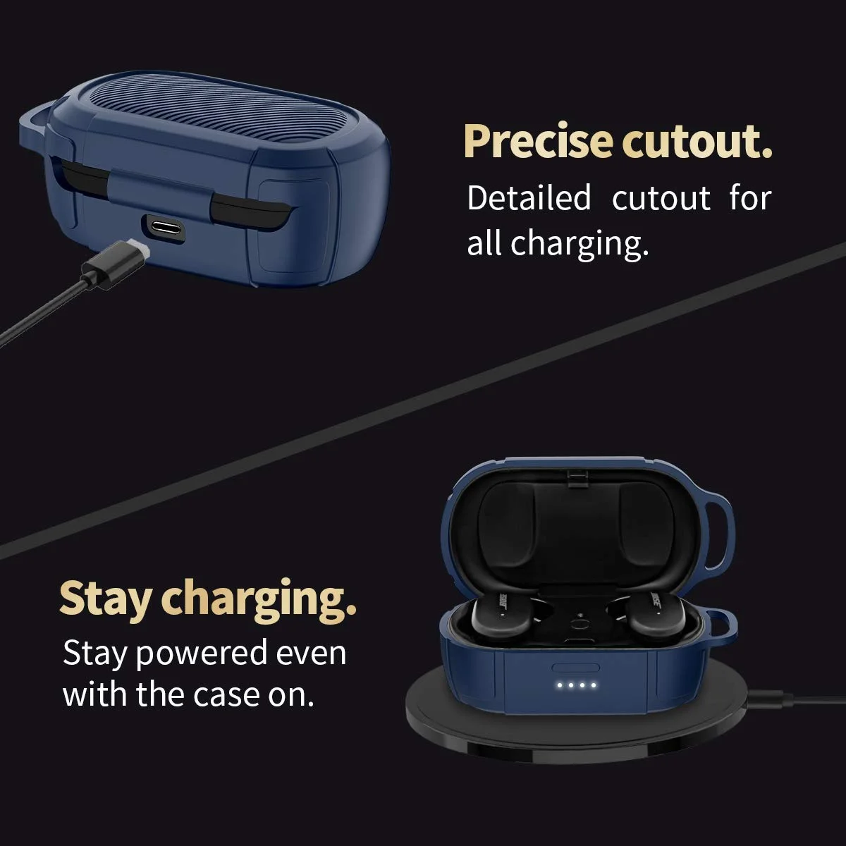 غطاء حافظة من السيليكون واقي مضاد للغبار ومضاد للصدمات للبشرة من Bose QuietComfort سماعات لاسلكية بخاصية إلغاء الضوضاء مع حلقة تسلق