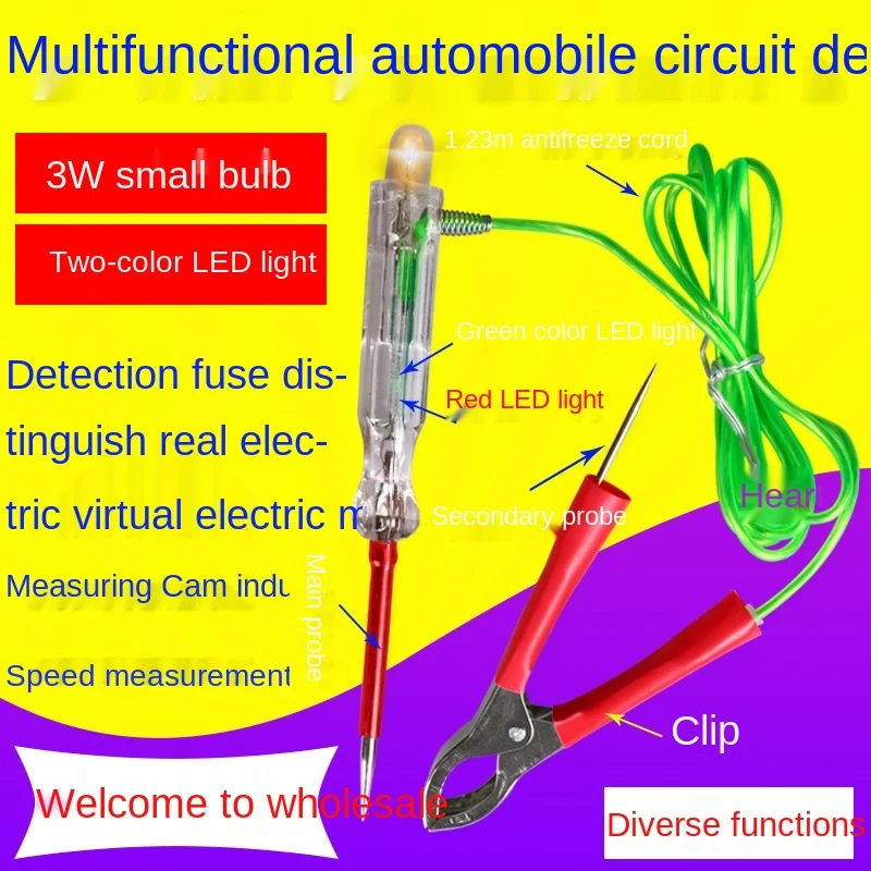 

Car Test Pencil Electroprobe Test Lamp Led Circuit Detection Pen Detector Multifunctional Pencil Test Pen Electroprobe