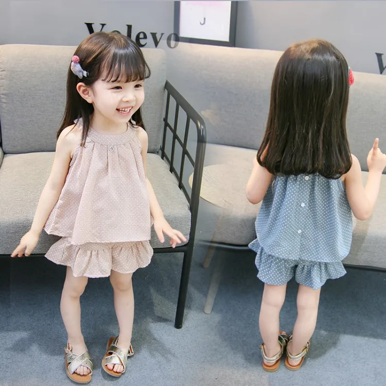 

Hot Sale 2021 Children's Vest And Shorts 2 Pieces Set Baby Kids Summer Clothes Girls Fashion Ruffles Princess Clothing Set P418