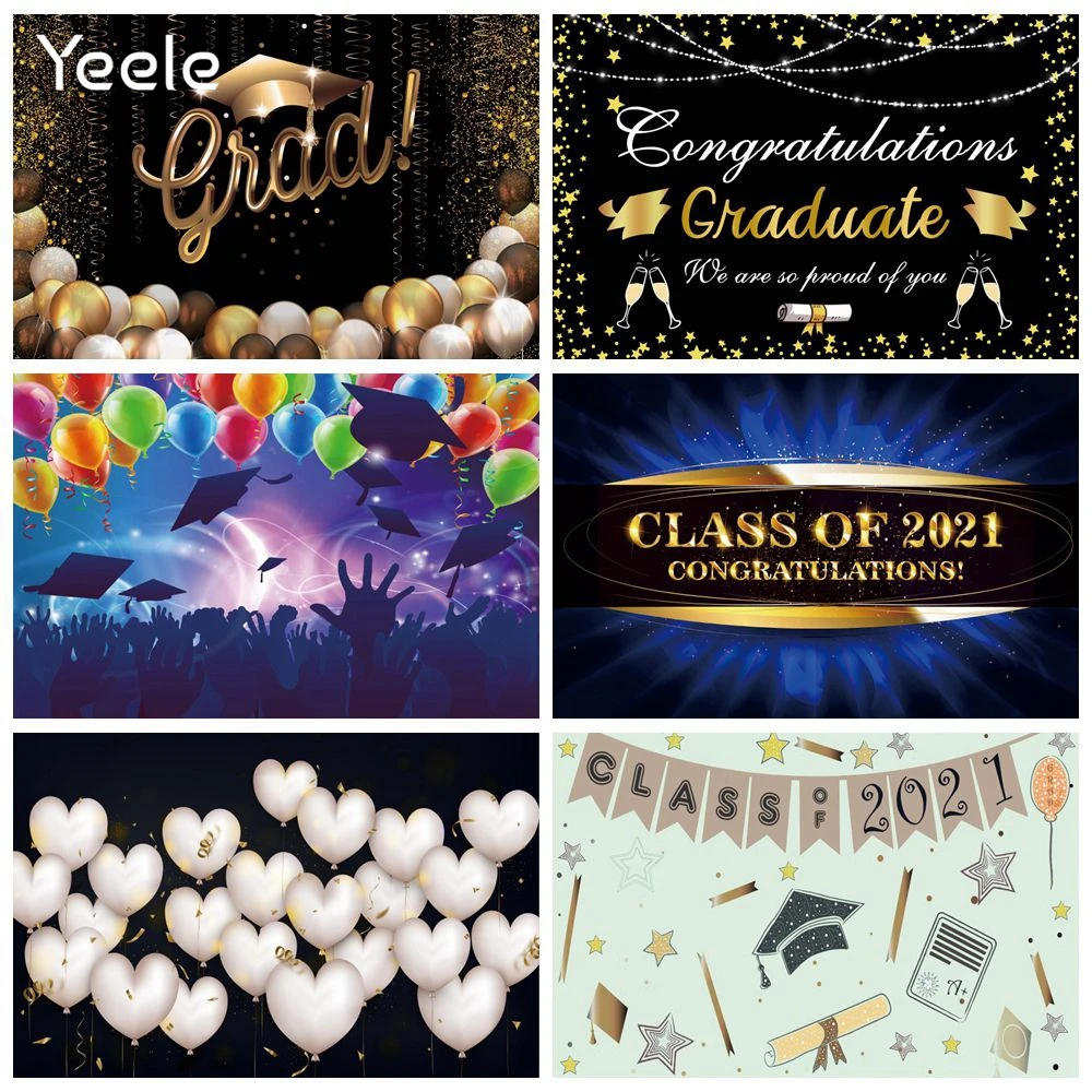 

Yeele Congratulation Graduation Children Balloon Photography Backdrop Photographic Decoration Backgrounds For Photo Studio