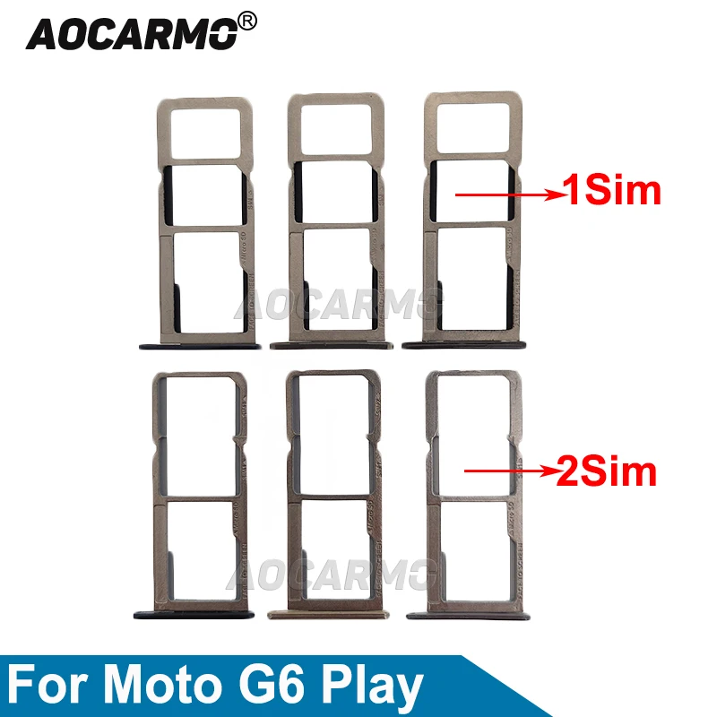 Aocarmo For Motorola Moto G6 Play XT1922 Dual Single Sim Card MicroSD Holder Tray Slot Black Blue Silver Gold Replacement Part