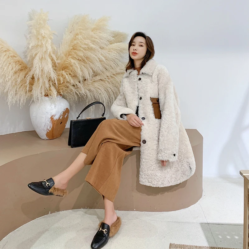 Sheep Boollili Natural Shearing Real Fur Coat Women Korean Wool Jacket Women Clothes 2023 Winter Coat Women Fur Tops