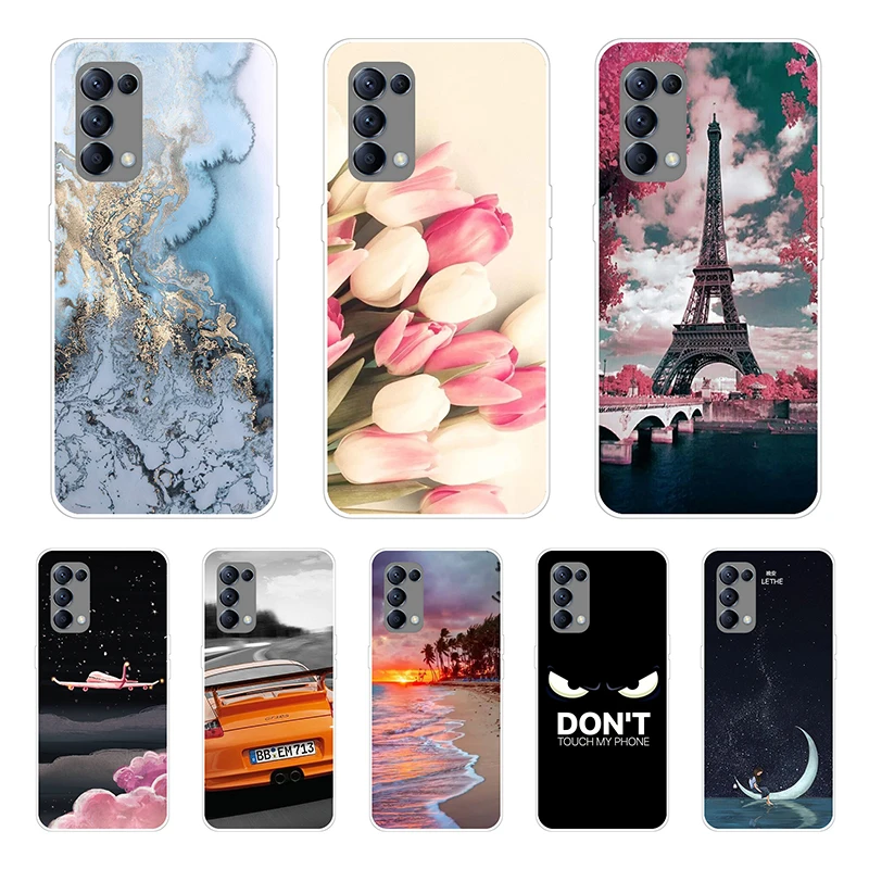 For OPPO Reno 5 5G Case Reno5 4G Bumper Silicone TPU Soft Phone Cover For OPPO Reno 5 CPH2145 Cases Cartoon fundas CPH2159 Coque