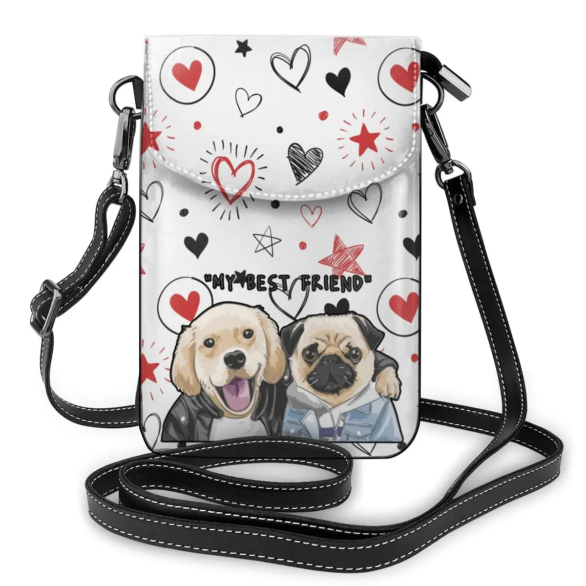 

New Small Square Bag Fashion Mobile Phone Bag Shoulder Bag My Best Friend Puppy Pattern Crossbody Bag Casual Handbag