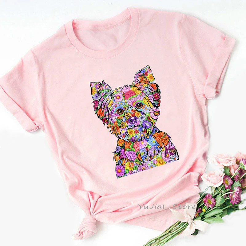 2024 Hot Sale Cute Teddy Dogs Animal Print Tshirts Women Pink T Shirt Female Tumblr Tops Tee Shirt Femme T-Shirt Clothes