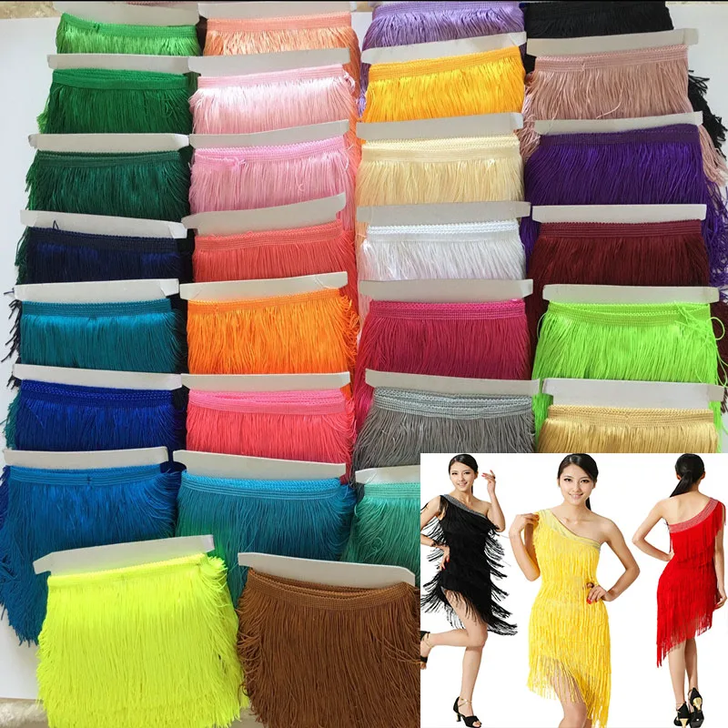 

10 Yards 15cm Polyester Tassel Trimming Lace DIY Party Zipper Dress Curtain Fabric Accessories Latin Dance Decoration