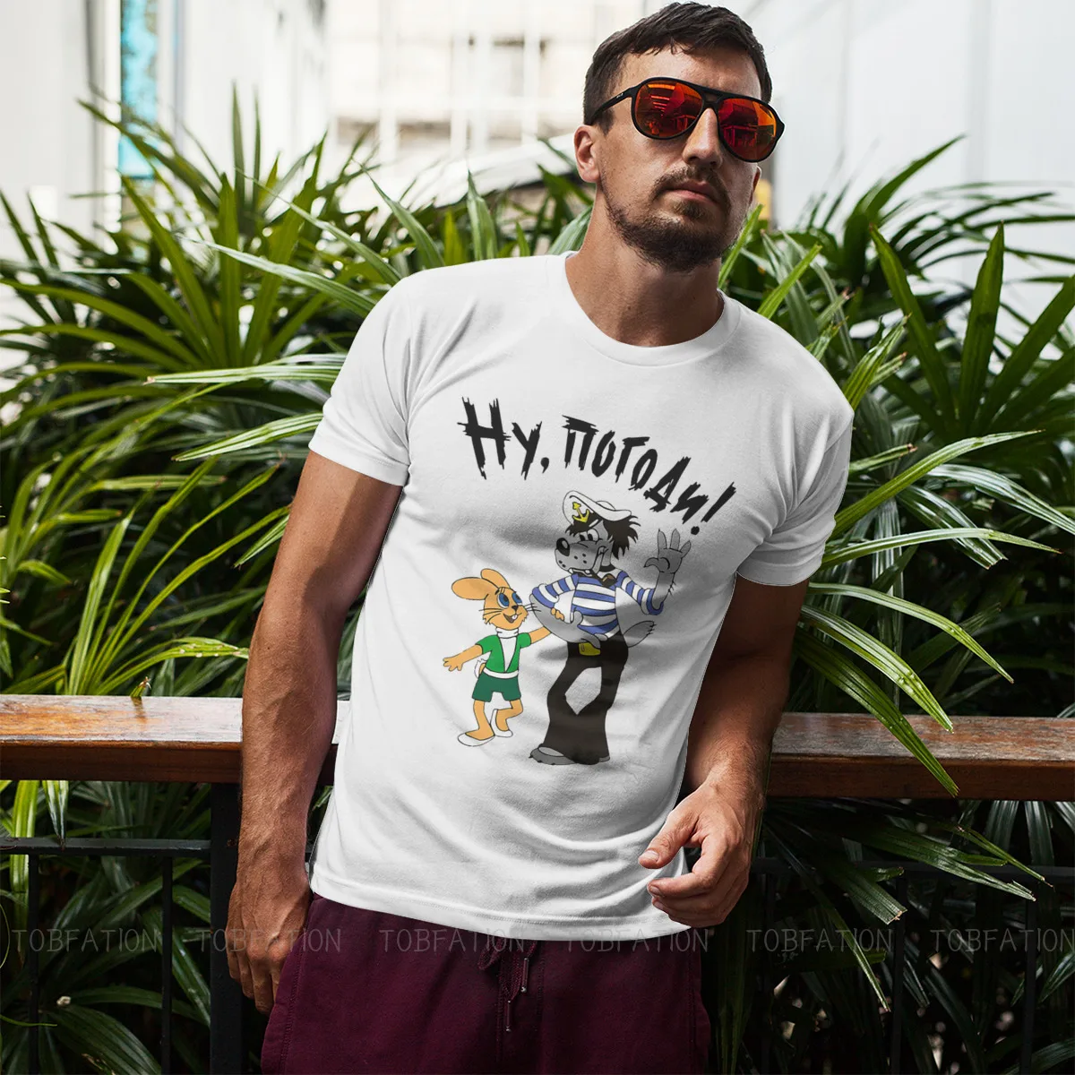 Nu Pogodi Well Just You Wait Wolf Hare Cartoon 100% Cotton TShirts Rabbit Distinctive Homme T Shirt New Trend Tops Size S-6XL