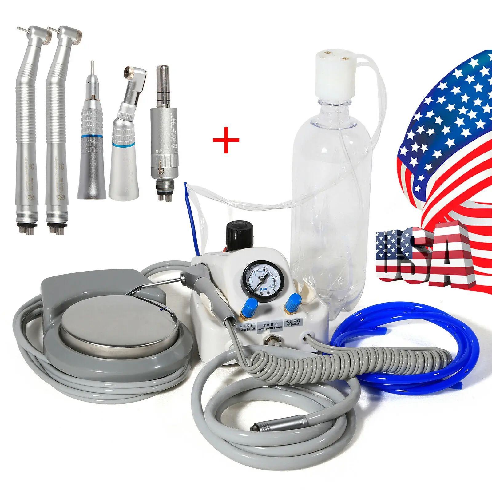 Yabangbang  NSK Style Dental Low Speed Handpiece Kit & Portable Turbine Unit 4Hole Dental material